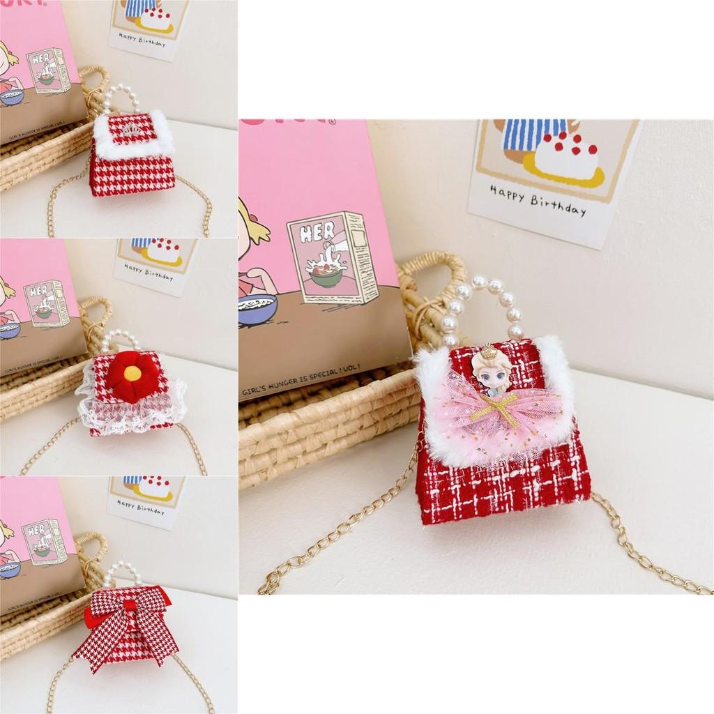 And Stylish Cute Red Pearl Handbag For Girls Featuring Adorable Butterfly Bow Accent