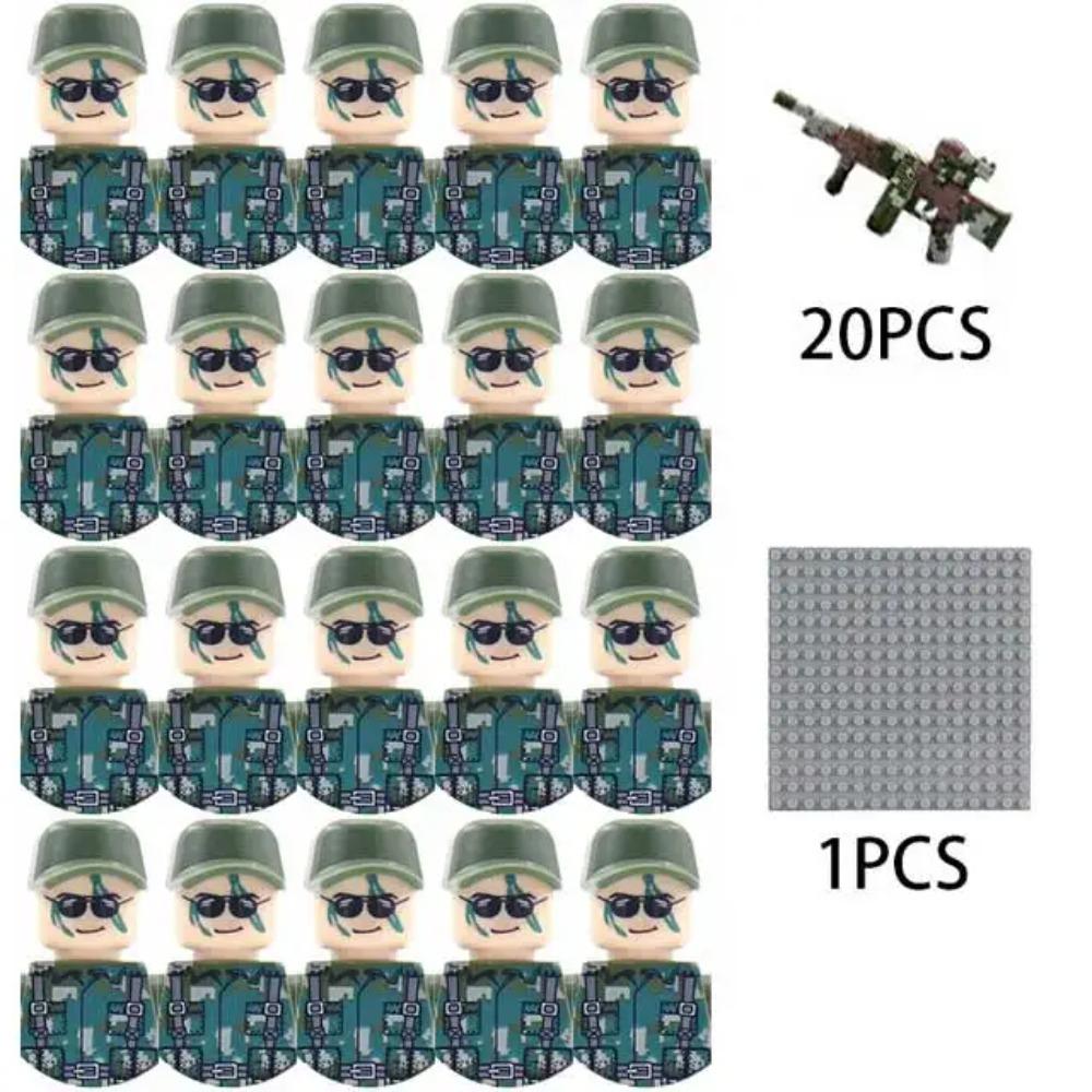 Kinderbausteine Chinesisches Spielzeug Neuer WW2 Soldat Militär Armee Mini-Puppen Nationales Bündnis Offizier Gewehrriemen Spielzeug Großhandel