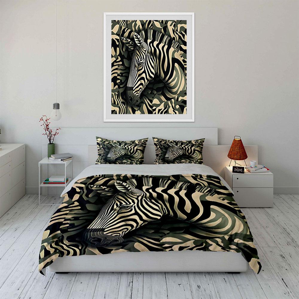 Zebra Pattern Design Three-Piece Set Exquisite three-piece bedding set gift for kids and adults