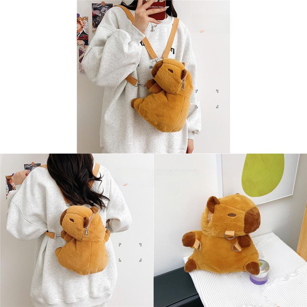 Capybara Plush Water Animal Backpack With Zipper Closure For Casual Daily Use