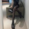 New Arrivals Open Run Women Houndstooth Check Lace Black Stockings