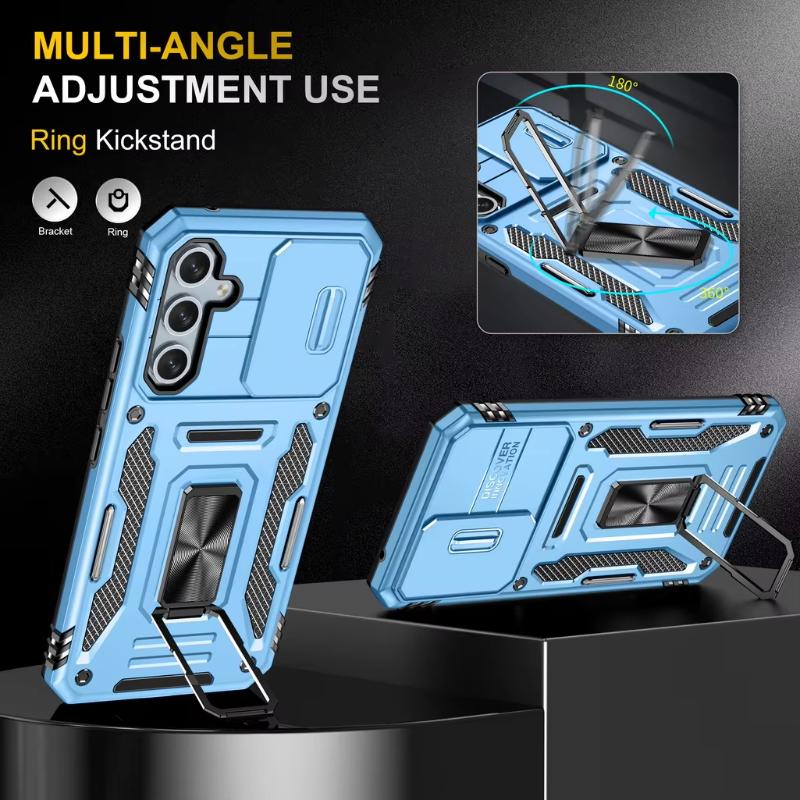 Armor Phone Case For For Samsung Galaxy A56 A36 A26 A16 A06 A55 A35 A25 A15 A17 A07 Slid Camera Protect Magnetic Ring Stand Cover