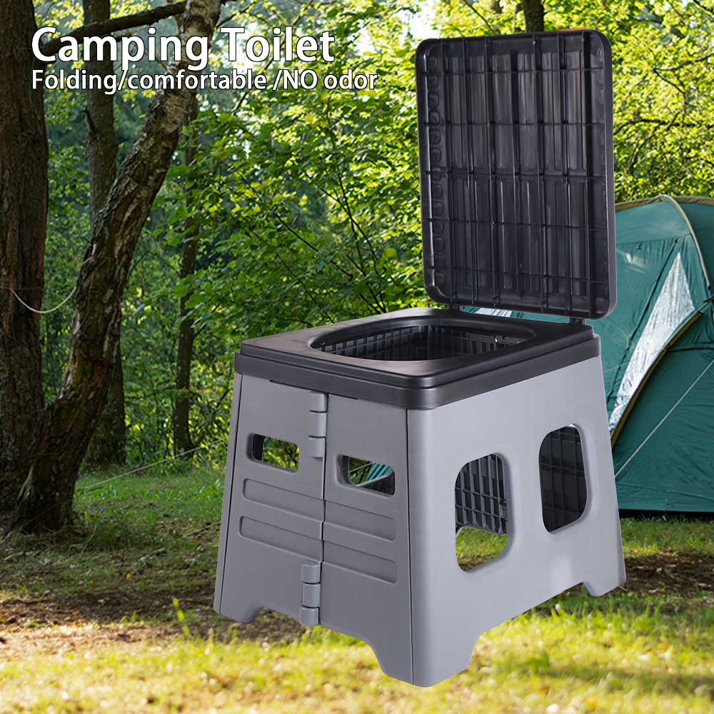 PP Outdoor Camp Toilet mit Deckel Faltbare LKW-Toilette Tragbare Falttoilette Wandern und Outdoor