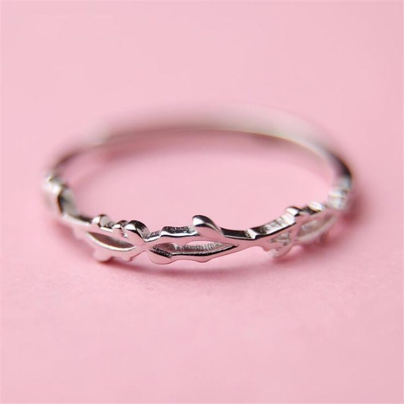 New Simple Twig Thorn Leaf 925 Sterling Silver Jewelry Not Allergic Popular Branch Exquisite Women Opening Rings R127