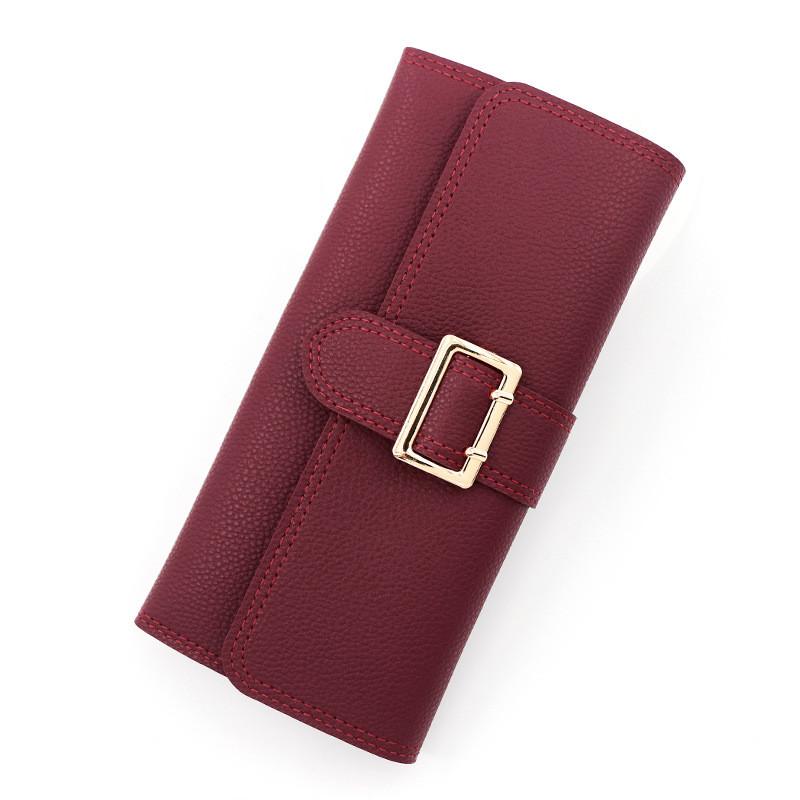 Ladies Pu Leather Slim Wallet With Three Fold Design For Daily Use