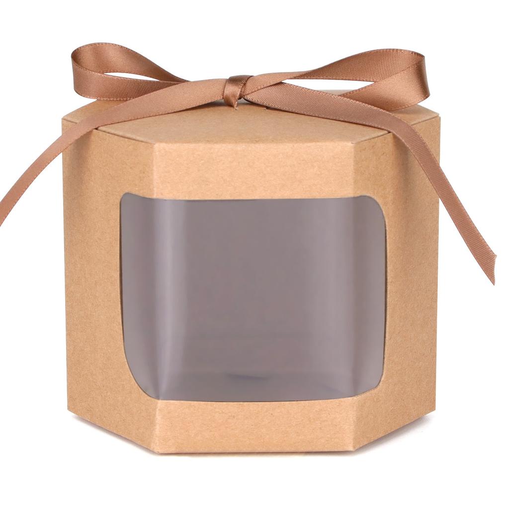 Kraft Window Paper Box, Dessert Cake Container, Wedding Candy Gift Box, DIY Party Packaging Supplies