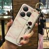 Anti-dust Soft Case Phone Case For Blackview Shark9 5G Wrist Strap Shockproof Durable Waterproof Flower Kickstand Ring