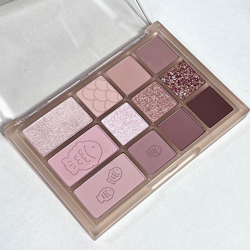 DIKALU 12-Color All-in-One Eyeshadow, Blush, Highlight & Contour Palette - Shimmer & Matte