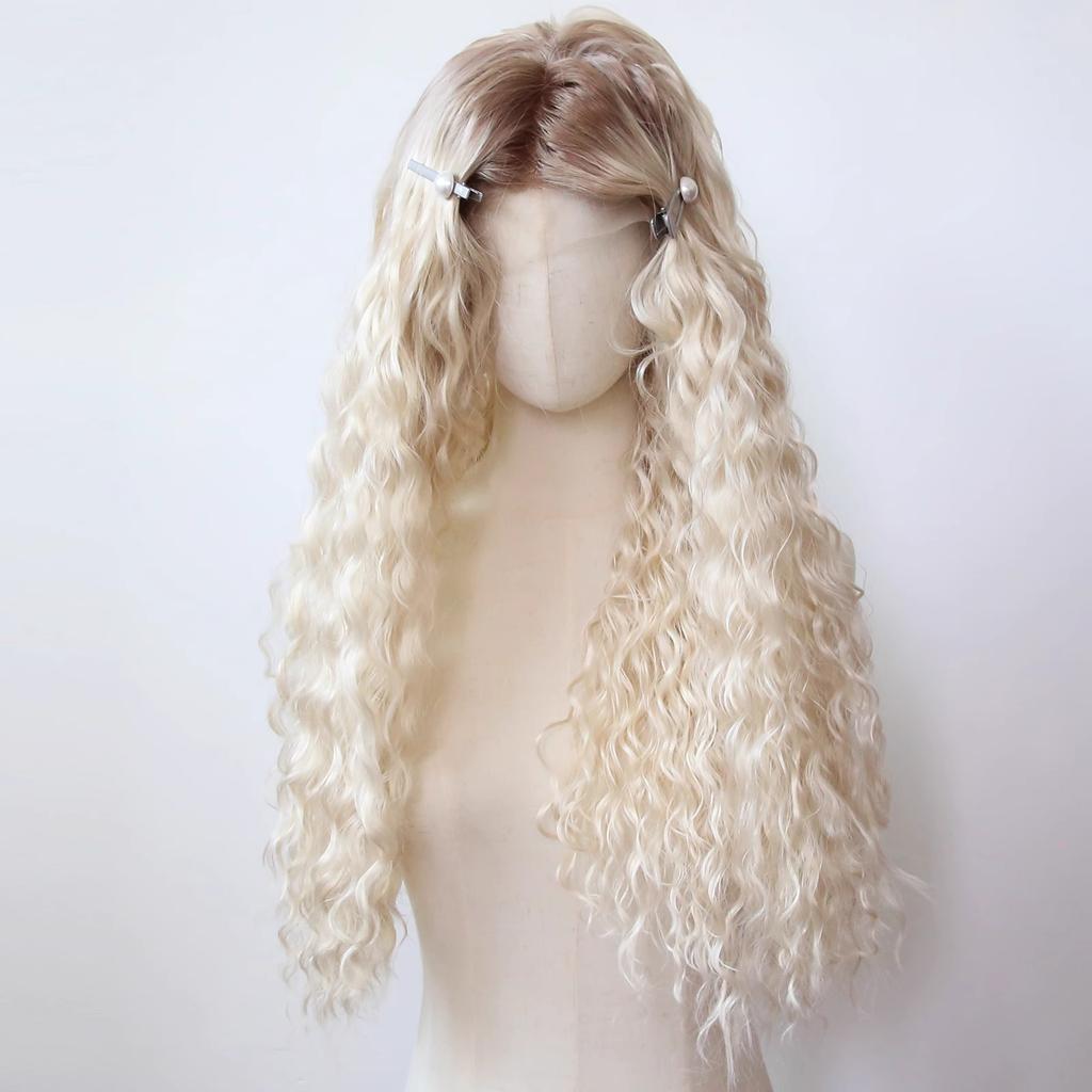 Brown Wig Curly 13x4 Lace Front Wig for Women Long Wave High Quality Dluess High Temperature Fibers Synthetic Lace Front Wigs