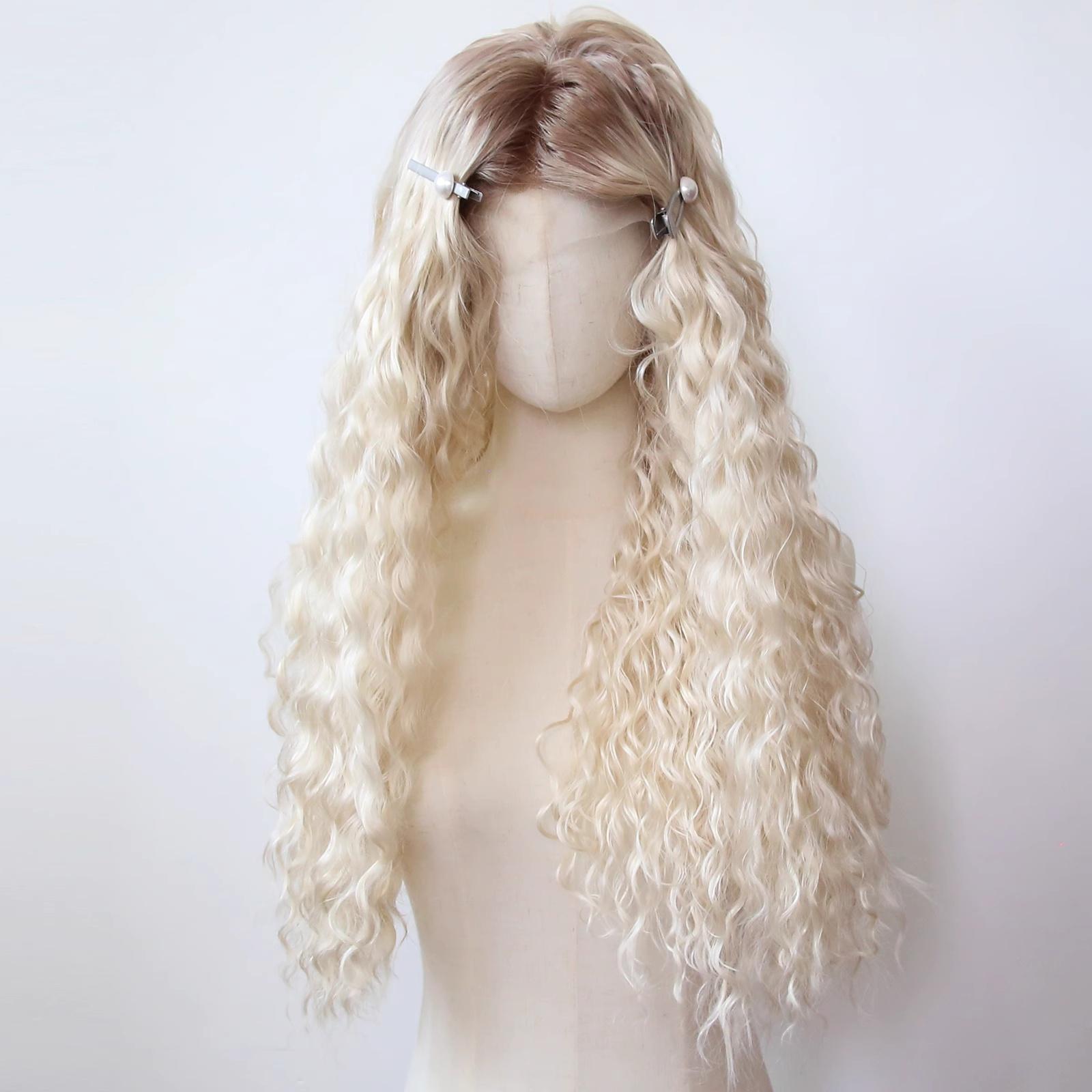 

Brown Wig Curly 13x4 Lace Front Wig for Women Long Wave High Quality Dluess High Temperature Fibers Synthetic Lace Front Wigs (as the picture,180%&1pc)