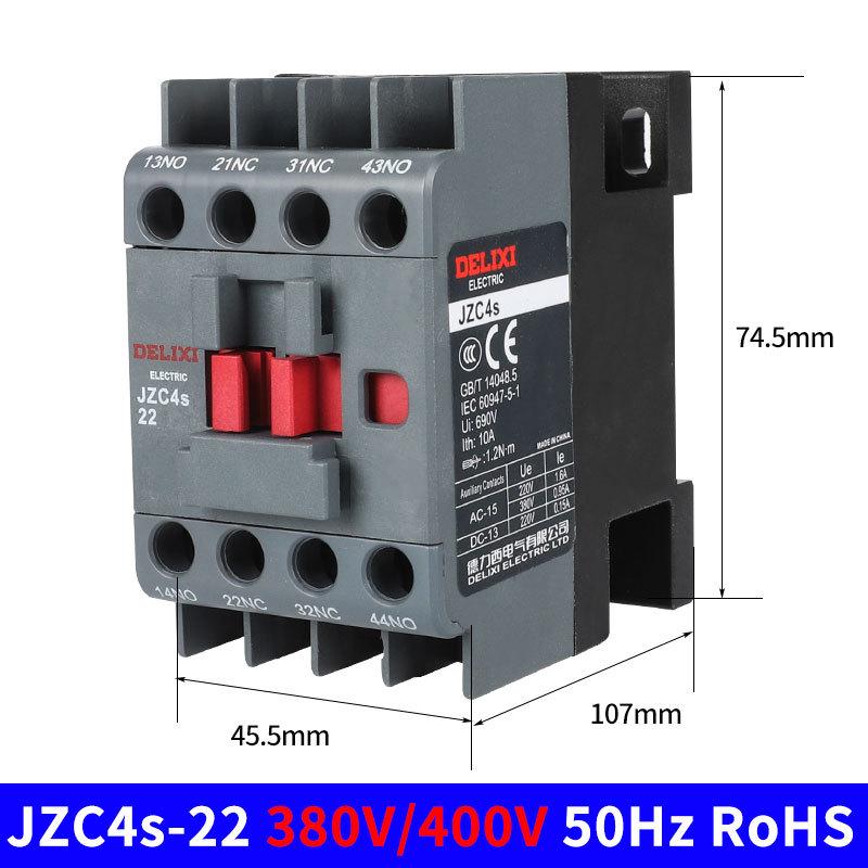 Delixi JZC4s-22 Intermediate Relay, 220V/380V, 2 NO/2 NC Contacts