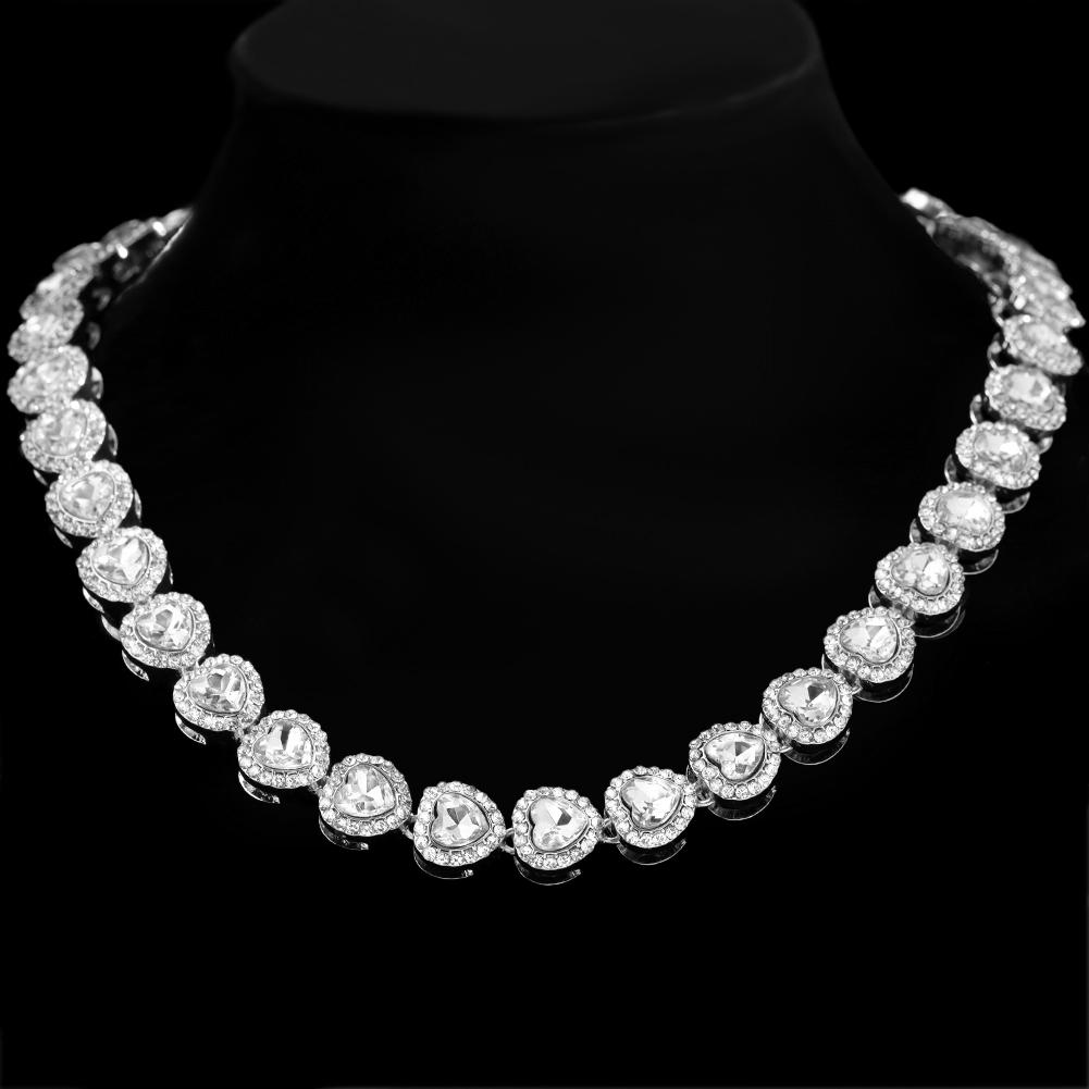 

Hip Hop Iced Out Clustered Tennis Chain Choker Necklace for Women Geometric Round Heart Square Crystal Cuban Link Chain Jewelry 16in(41cm) Necklace