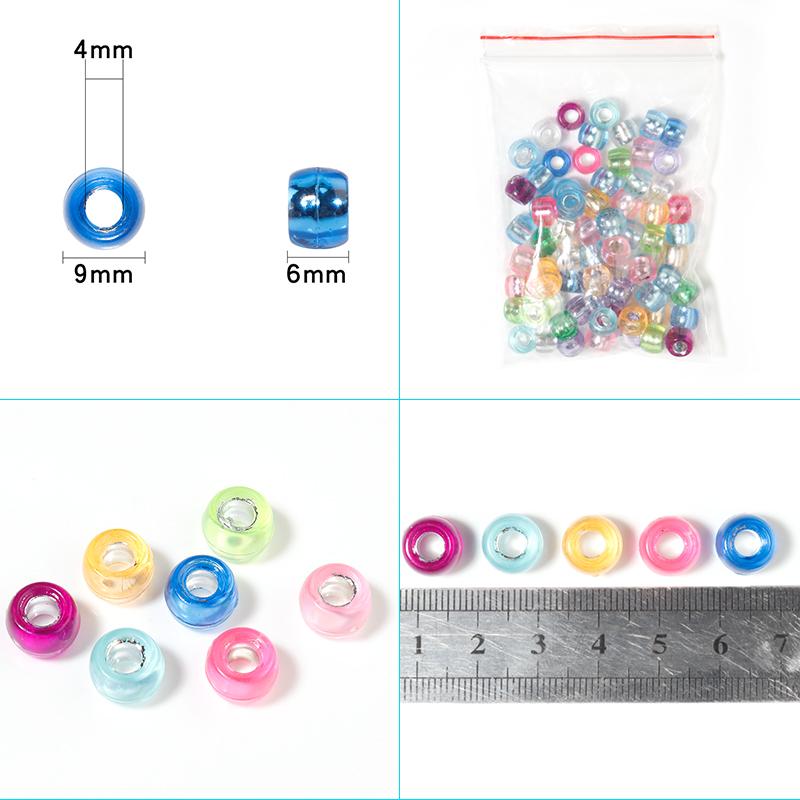 100pcs 6x9mm Acrylic Bucket Beads Colorful Large Hole Loose Spacer Beads For Jewellery Making DIY Bracelets Necklace Accessories