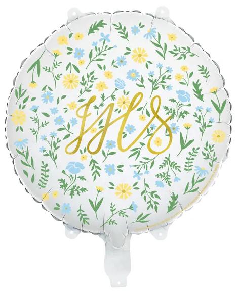 Balon Foliowy Okrągły Ihs Komunia Święta 45Cm