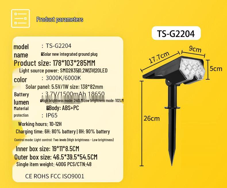 Waterproof LED Solar Garden Spotlight for Trees and Landscapes