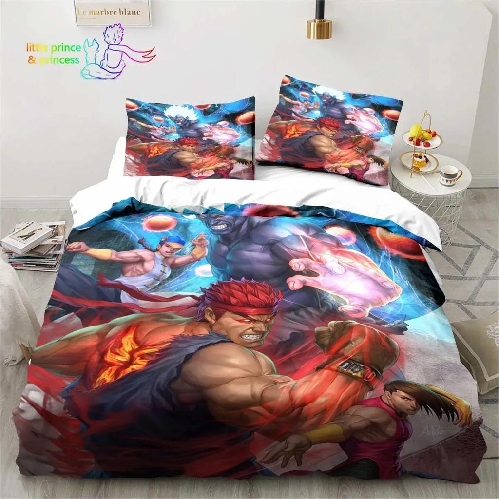 Street Fighter Printed 3D Bedding Set Duvet Cover Pillowcases Single Twin Full Queen King Size Home Decor Pillowcase Boys Gift