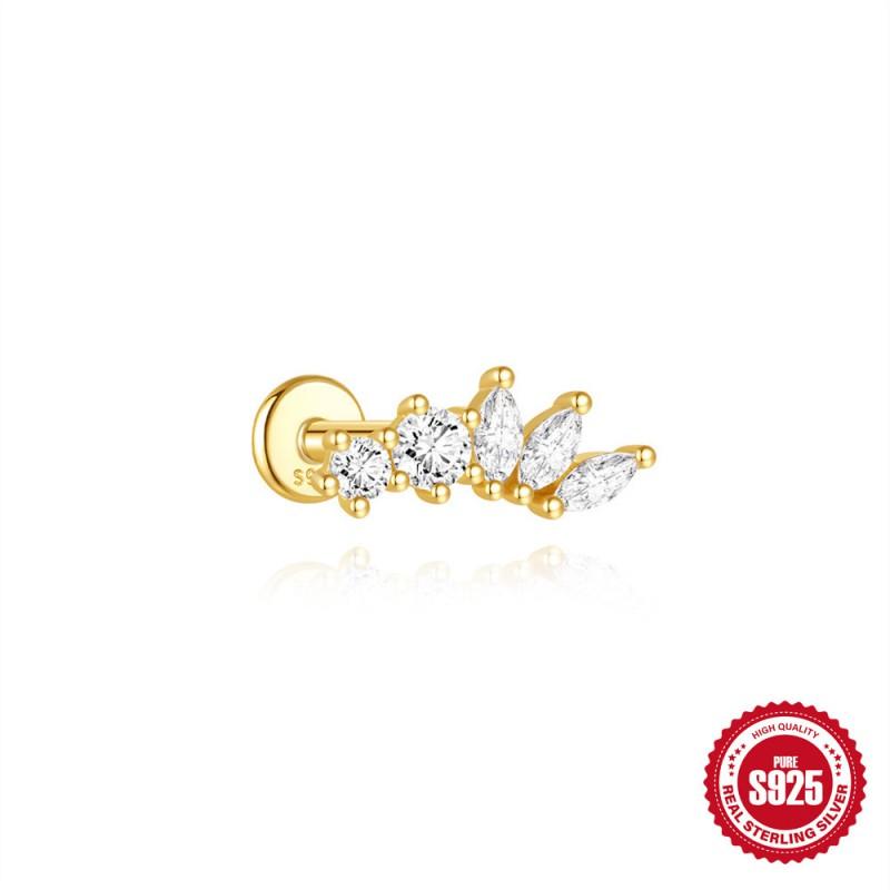 Geometric Star Butterfly Stud Earrings With Zircon Accents Tassel Detail Sterling Pierced Ear Jewelry
