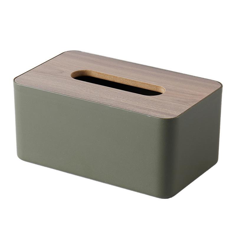 Elegant Wooden Tissue Box with Grain Lid for Home