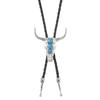Bullhead Pendant Bolotie Antique Charm Necktie PU Cord Necklace For Men Casual Outfit And Western Styling Neckpiece