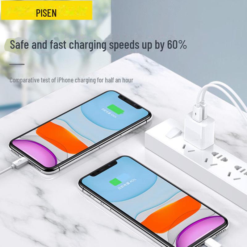PISEN Dual USB Fast Charger for Apple & Android Devices