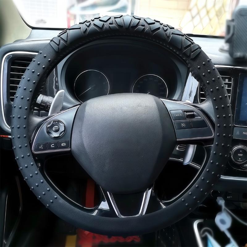Car Steering Wheel Protector Covers 15inch Anti Slip Cover Elastic Geometric Pattern Cover Silicone Car Accessories
