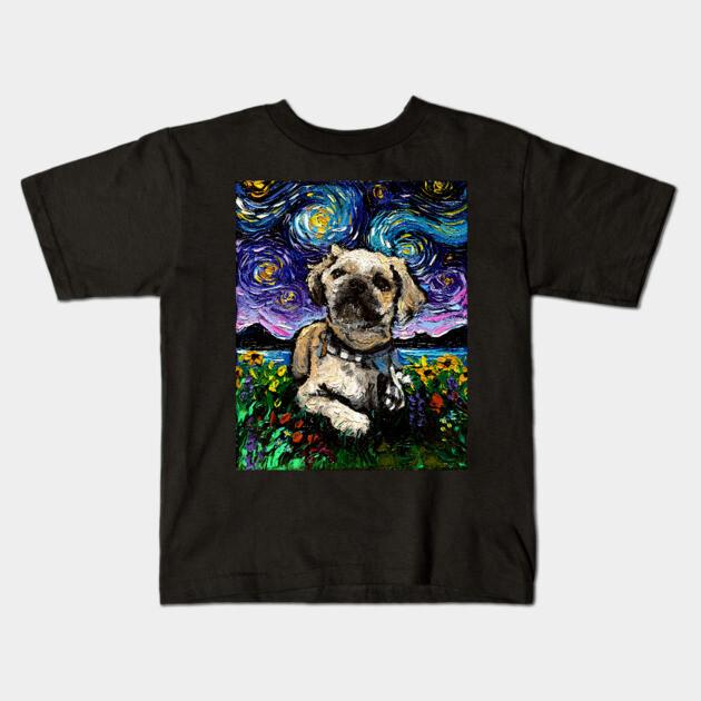 Boys Girls Soft Cotton Graphic Tees Shih Tzu Night 3 (Full Image) Breathable Daily School Wear Kids T-Shirts