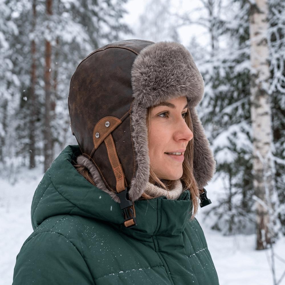 Plush Cold-Proof Ear-Covering Hat Fleece-Lined Thick Windproof Ski Hat Motorcycle Hat Winter