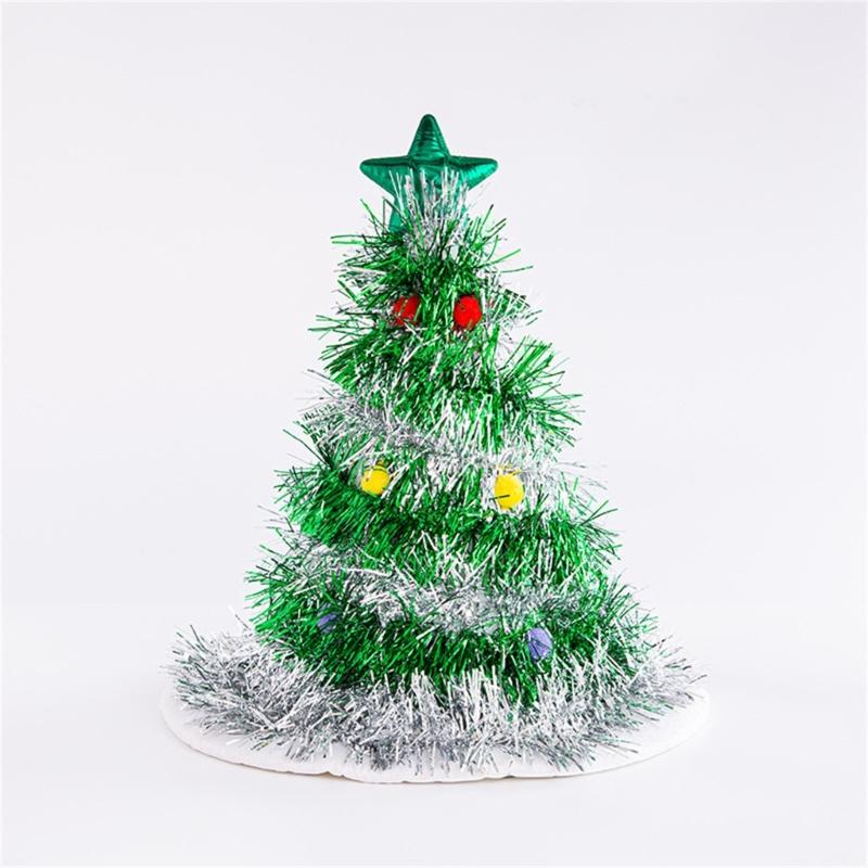 Adult Tinsels Christmas Tree Santa Hat Waterproof Hat Traditional Color Christmas Santa Hat for Teens New Year Presents