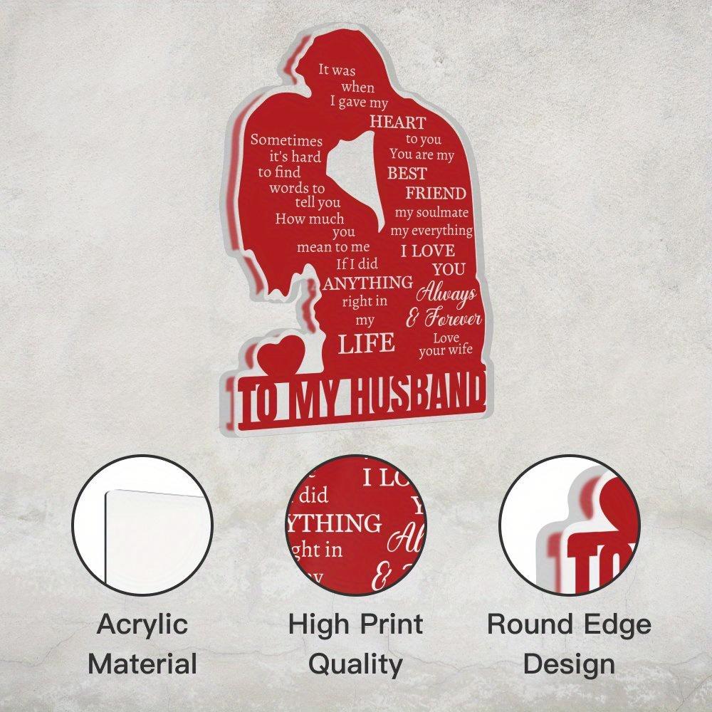  1pc Acrylic Love Note for Husband - 'to My Husband' Desktop Decoration with Romantic Messages, Red Heart & Tree Design, Perfect Gift From Wife 