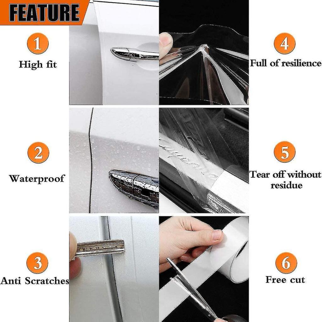 Car Door Transparent Seal Strip Door Edge Cover Guard Strips Entry Sill Guard Scuff Plate Protectors Invisible Universal Anti-scratch Waterproof Tape 