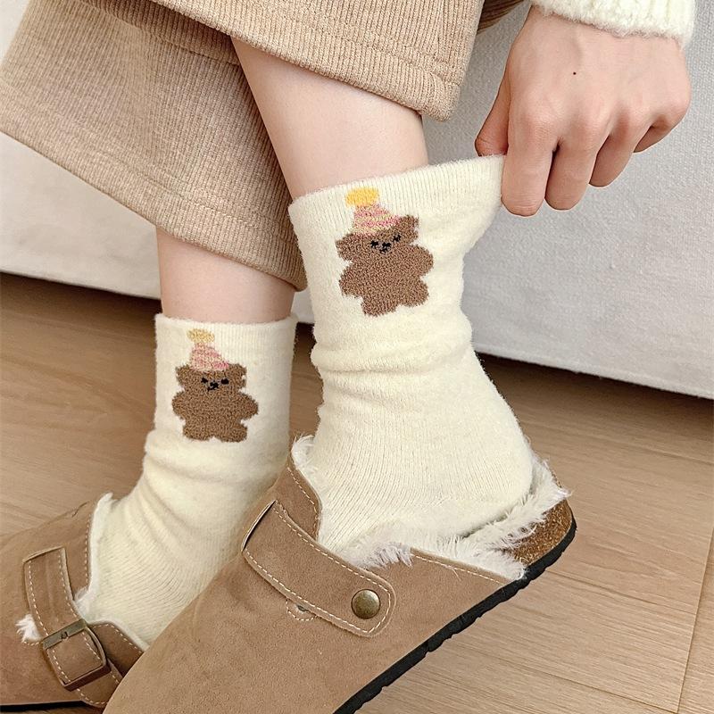 Australian Fleece Socks Boneless Medium Tube Socks Fleece Thickened Warm Confinement Socks Fluffy Home Sleep Floor Socks
