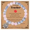 Back To School Teacher's Day Apple Pendant Bracelet Graduation Season Gift, Love Pink Zebra Purple Agate Stone Bracelet