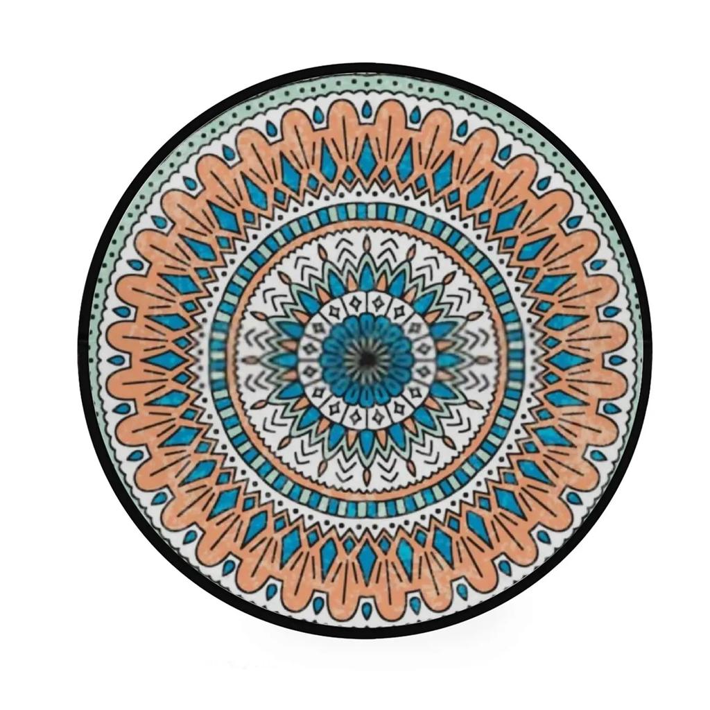 Abstraktní Boho Květinová Mandala Kulatý Koberec Exotický Květinový Kruh Koberec do Obývacího Pokojí Měkká Protiskluzová Podložka do Dětského Pokojí Vstupní Podlahová Rohož