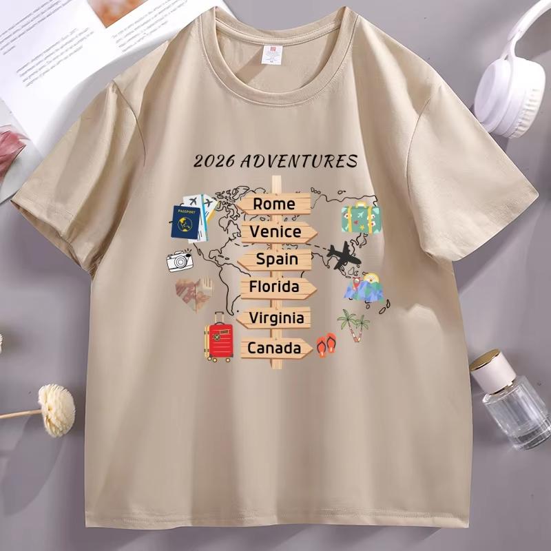 Personalized Travel Adventures TShirt Casual Traveling Destination Tee Travel Lover Gift Family Vacation Tee pure Cotton Tops