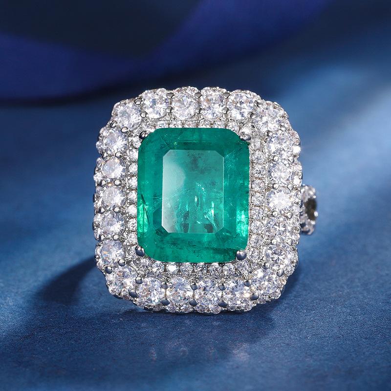 Jewelry Copper Bottom Gold-Plated Simulation Color Treasure Simple Wind Light Luxury Set Female Main Stone 12 * 10-8 * 8