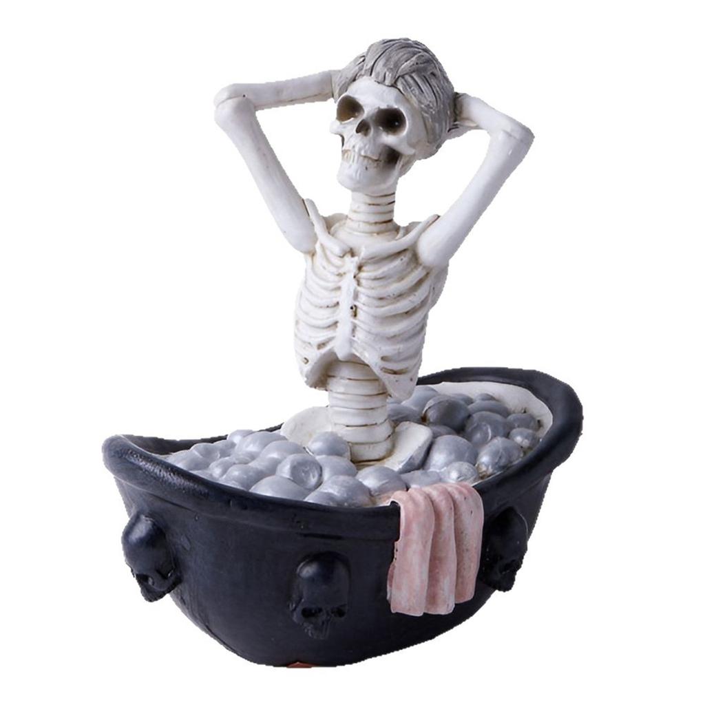 Halloween Skull Girl Bathroom Decor Resin Craft Gothic Figurine Home Entrance Decoration for Party Shelf Display