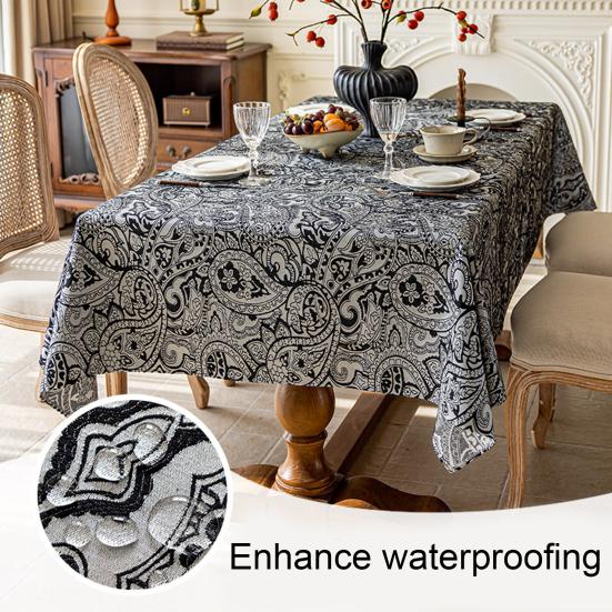 Tablecloth Waterproof Oil-Proof French Retro Style Rectangular Dining Table Cover with Tassels Crochet Patterns Home Kitchen Restaurant Decor