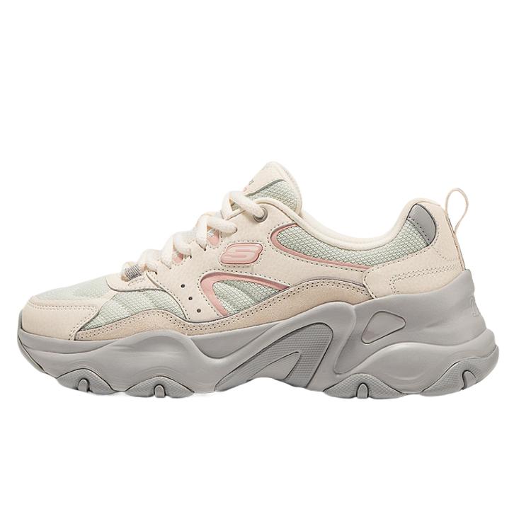 Skechers DLites Mesh Suede Synthetic Leather Color Block Lace-Up Breathable Low-Top Dad Sneakers Women sneakers 150830-LGPK 35