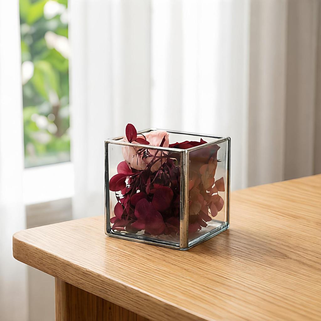 Square Transparent Glass Jewelry Box - Ring, Ear Stud, Earring, and Necklace Organizer