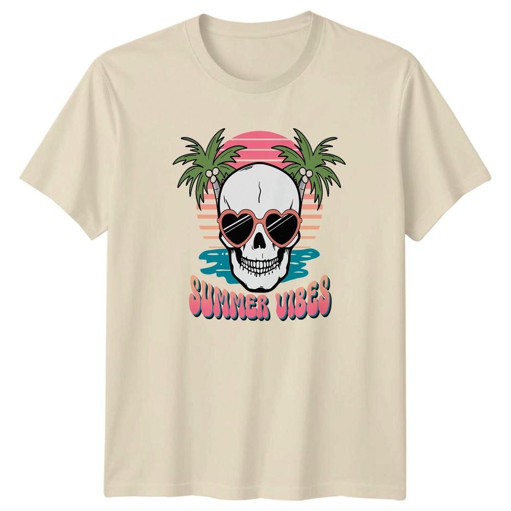 Summer Vibes TShirt Retro Skull Tropical Beach Gift For Him And Her