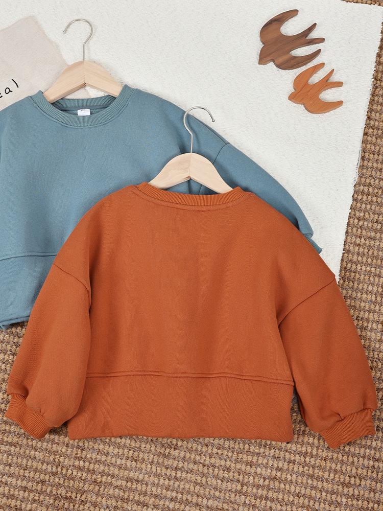 Clearance: Kids' Round Neck Cotton Fleece Hoodie - Casual Versatile Pullover Top