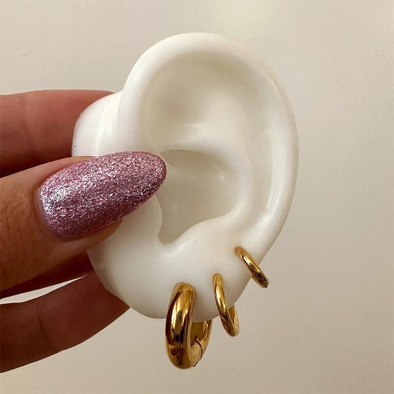 

6 шт. 316L нержавеющая сталь позолоченная 2,5 мм и 5 мм толщина маленькие круглые серьги для женщин мужчин ушная пряжка