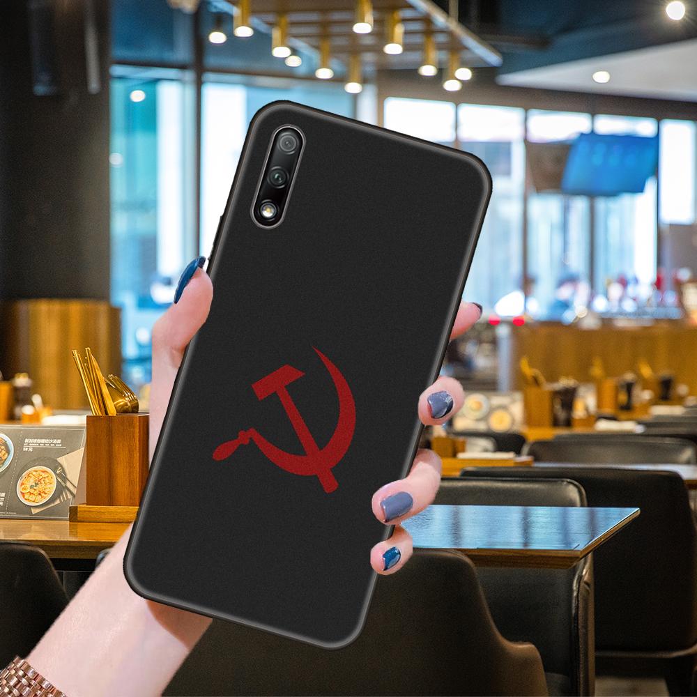 Phone Case For Huawei Honor 9X 9 9S 10 20 30 S i A 8X 8A 8S 7X 7A Pro Lite  Black Cover Back Luxury Funda Silicone USSR Flag