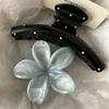 Polka Dot Frangipani Claw Clip - Elegant Half-Up Hair Accessory