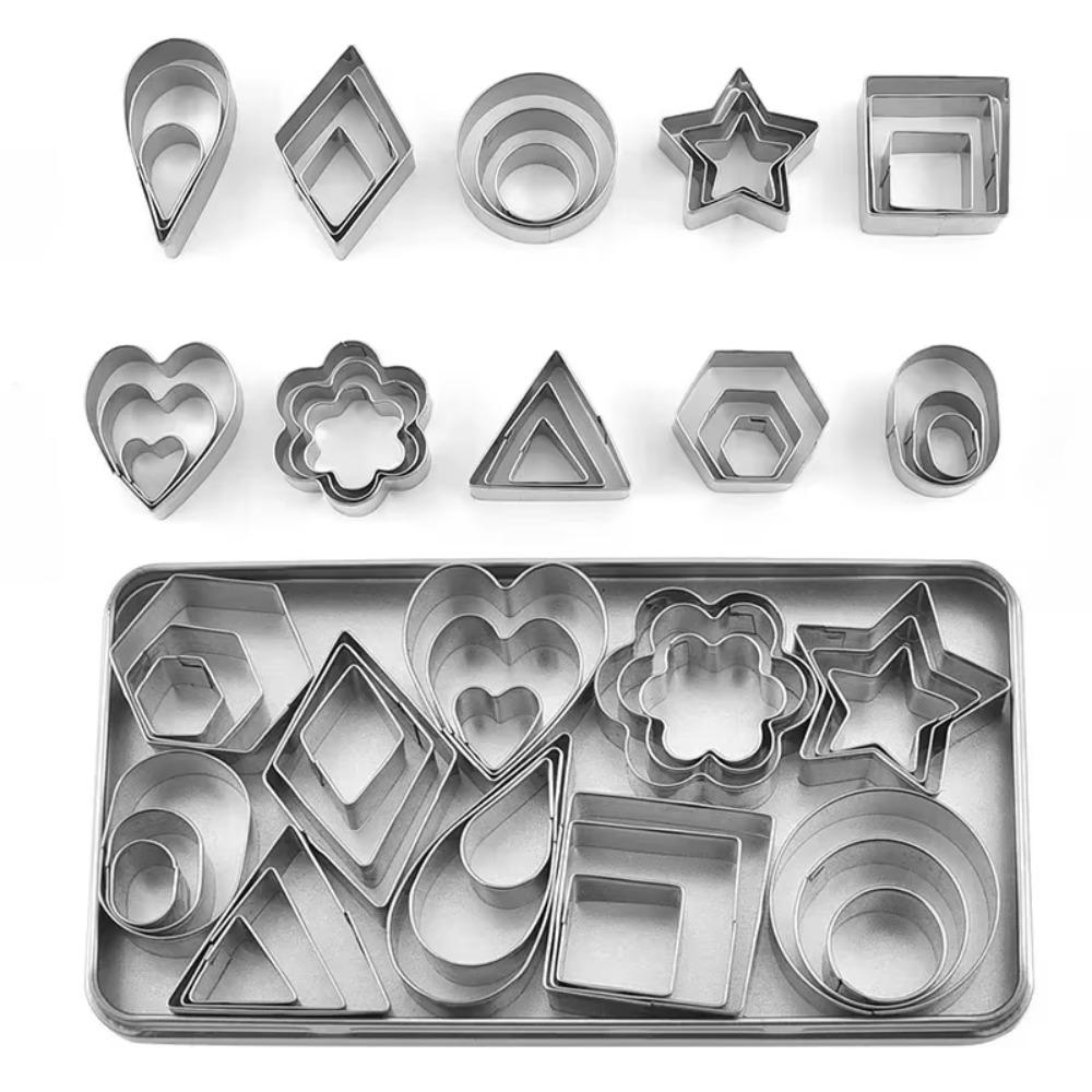 24/30pcs Stainless Steel Geometric Shapes Cookie Cutter Set Rust-proof Biscuit Mold  Kitchen