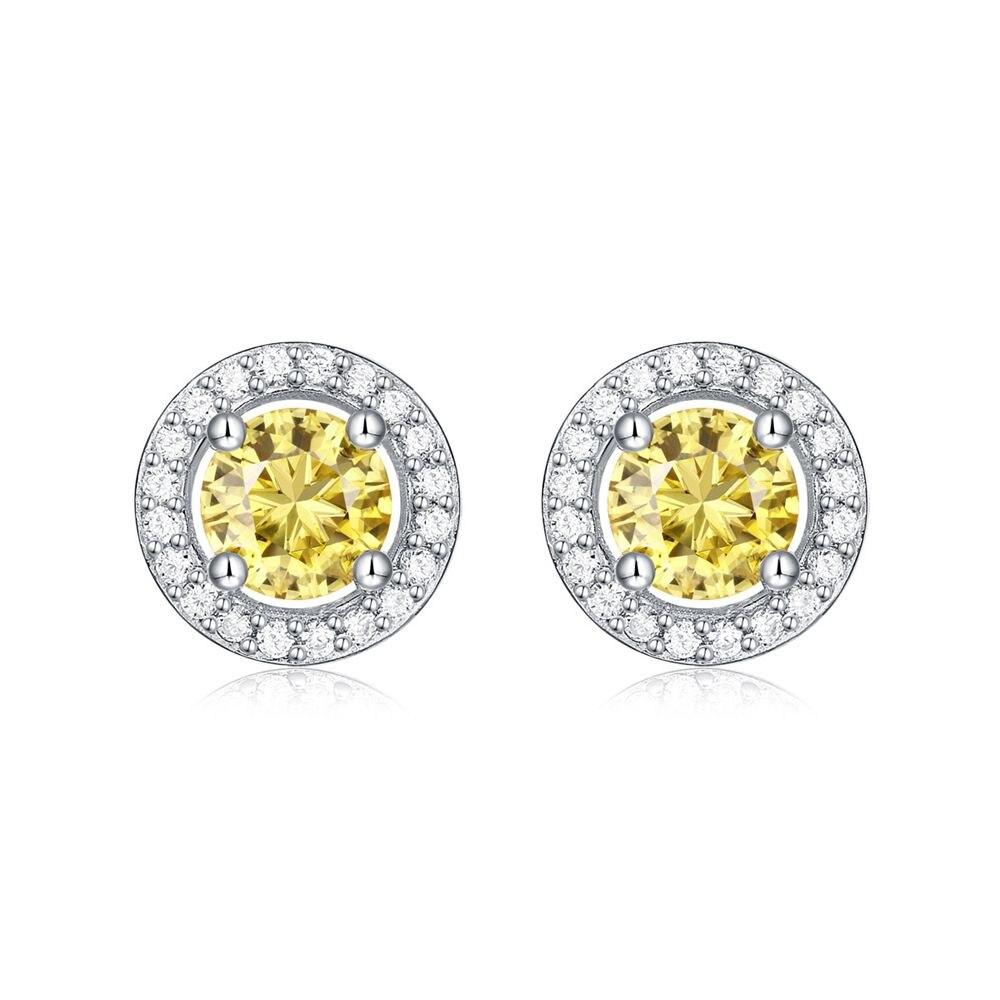 925 Sterling Silver 0 .5ct Round Cut Vvs1 Real Yellow Moissanite Diamonds Wedding Engagement Stud Earrings Fine Jewelry