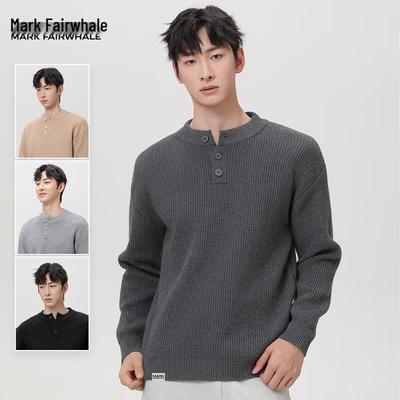 Mark Fairwhale Men's Retro Henley Button Knit Sweater