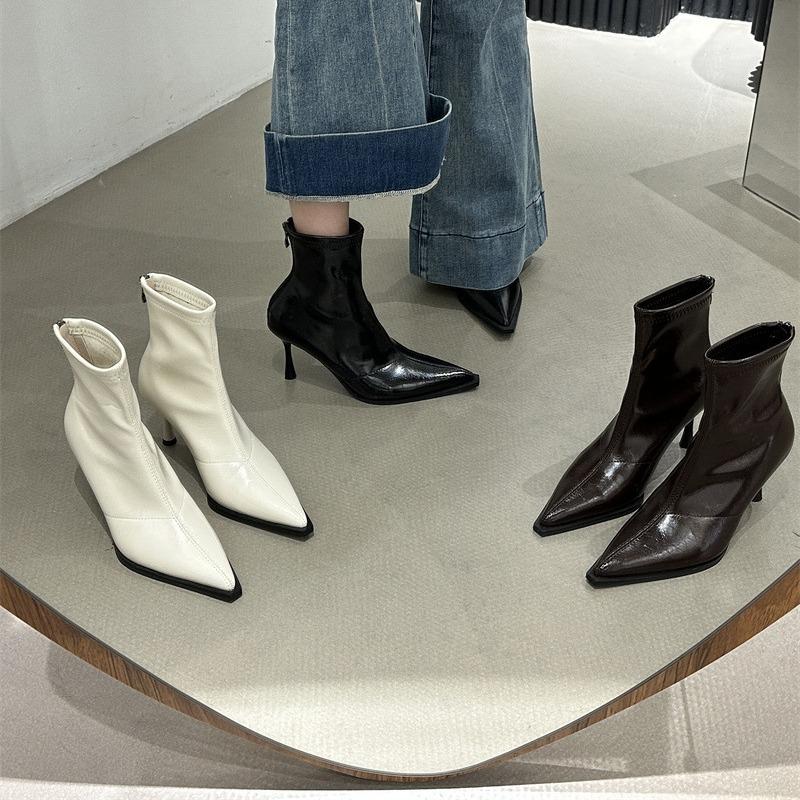 2025 Autumn and Winter New Fashion Versatile Pointed Simple Niche Design Fashion Boots Thin Heel Thin Boots Martin Boots