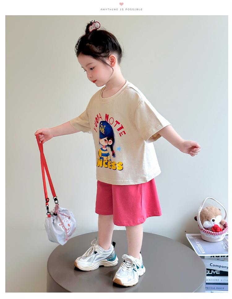 Girls' Summer Short Sleeved Set 2026 New Children's Summer Shorts Two Piece Set Baby Stylish Sportswear
