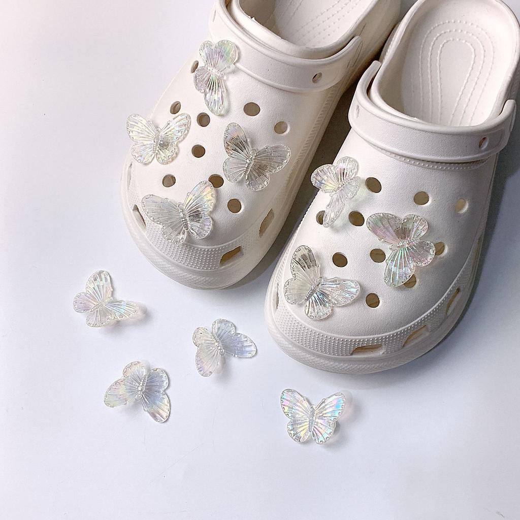 New hole shoes decoration DIY fashion transparent butterfly shoe buckle removable shoe flower shoe buckle accessories decoration